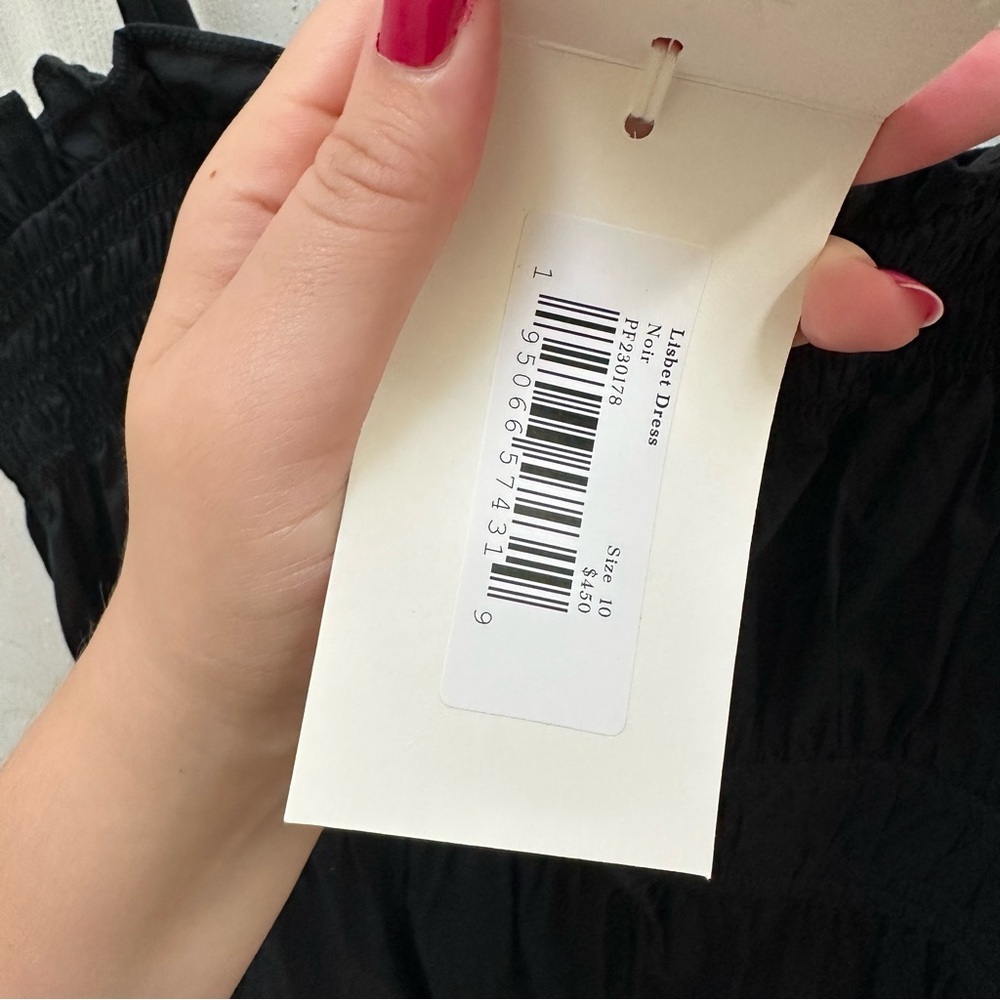 NWT Ulla Johnson Black Ruffled Lisbet Dress Noir 10 tank midi chinched - Picture 8 of 12